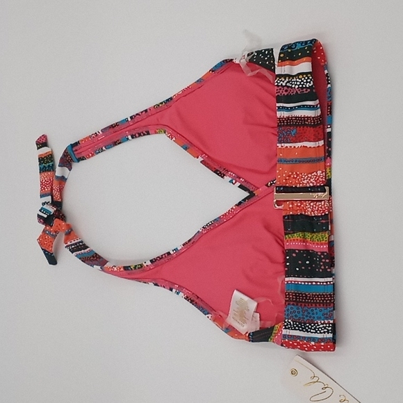 Anne Cole Marilyn Halter Neck Top and Shirred Band Hipster Sand Stripe‎ XS - Picture 6 of 16